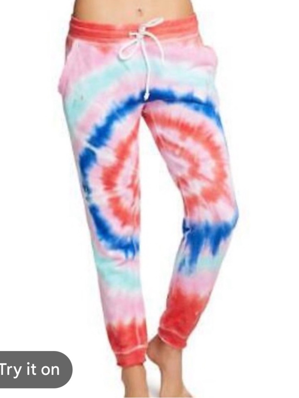 Chaser Women’s  Tie-Dye Elbroidered Jogger Sweatpants in Pink, Blue & Red Sz S